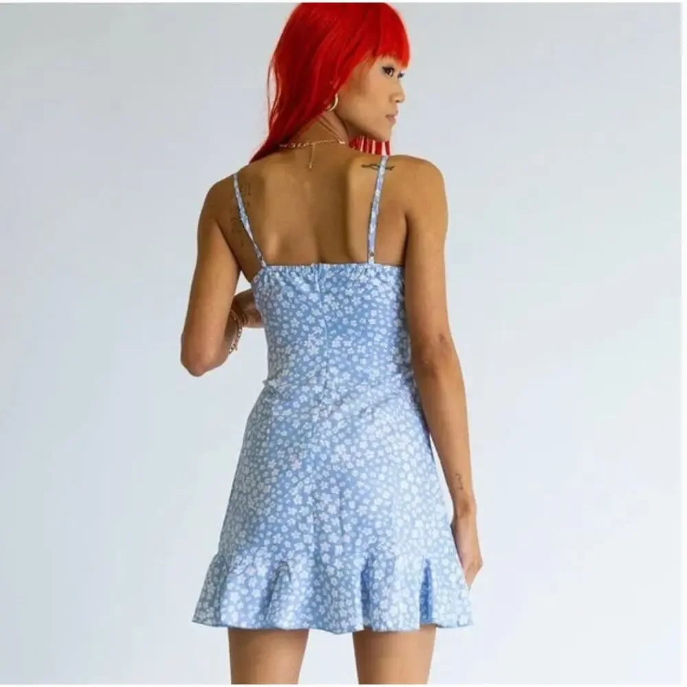 Princess Polly Caesura Dress Blue Floral Wrap Skirt Size 12 NWT- Feminine Girly